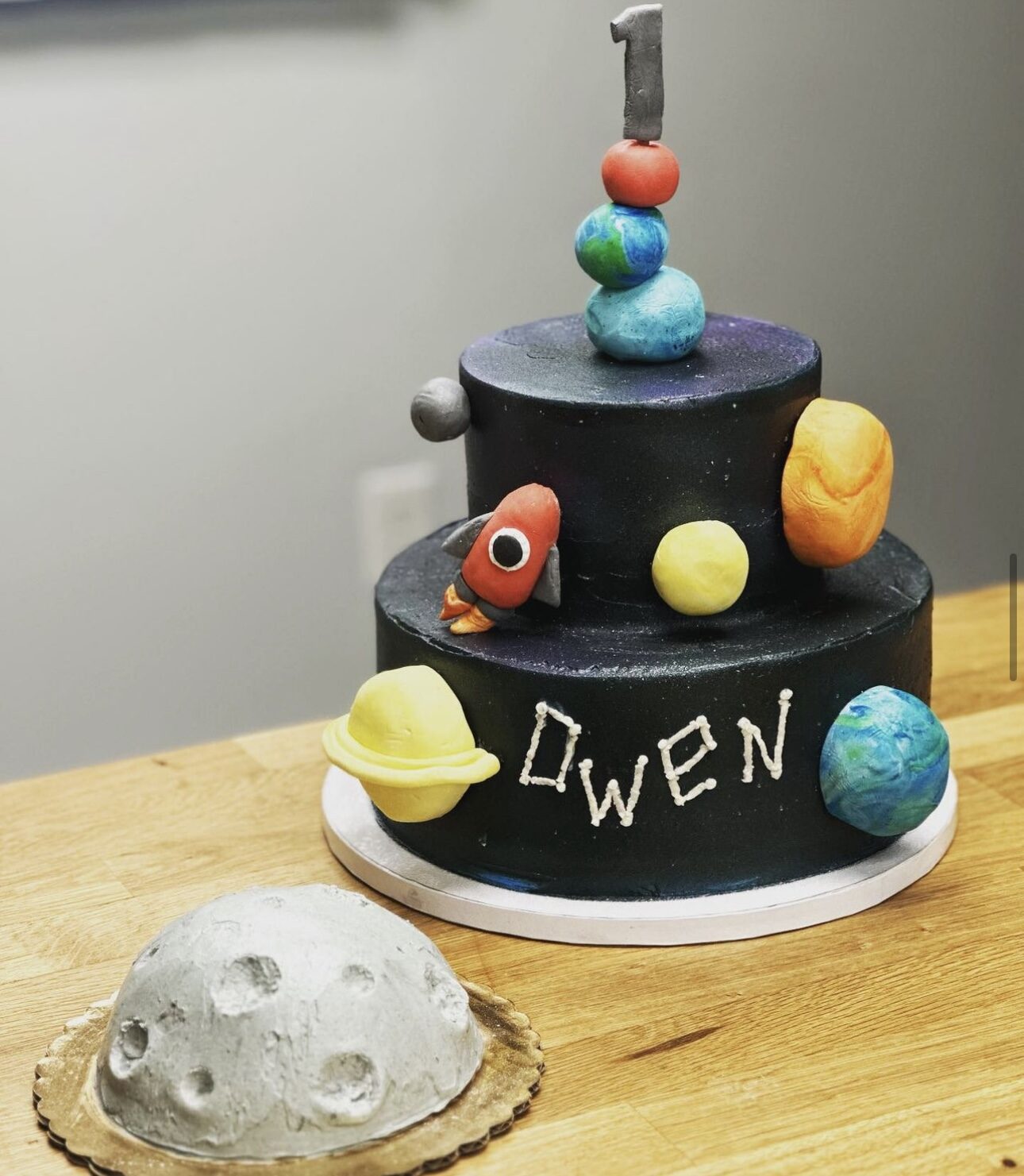 A bright, layered birthday cake
